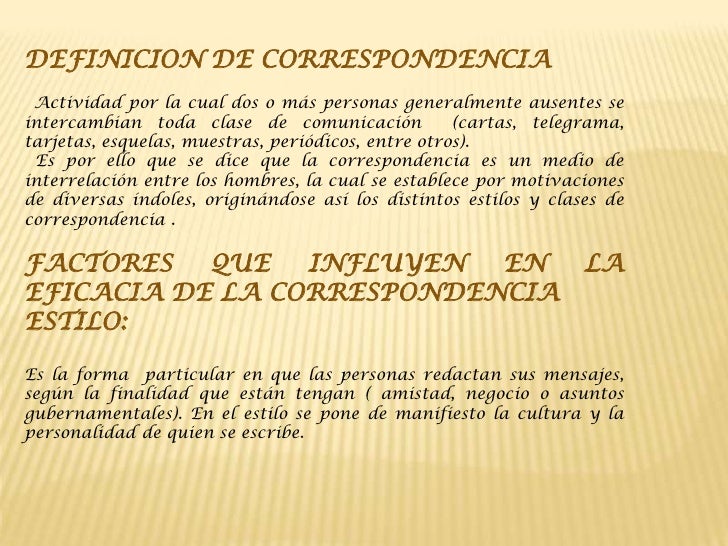 La correspondencia diapositiva