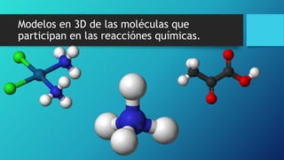 Modelos en 3D de las moléculas que
participan en las reacciónes químicas.
 