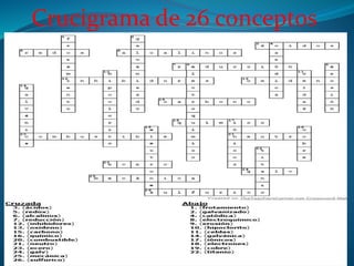Crucigrama de 26 conceptos
 
