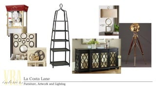 La Costa Lane Media Room: Conceptual Board with furniture selections 