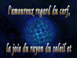 l'amoureux regard du cerf,  la joie du rayon du soleil et  
