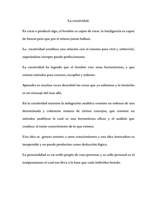 La creativida maria isabel y luisa. 9e