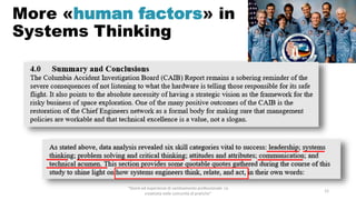 “Storie ed esperienze di cambiamento professionale. La
creatività nelle comunità di pratiche”
12
More «human factors» in
Systems Thinking
 