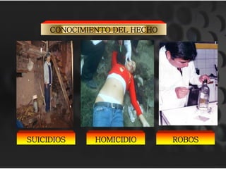 SUICIDIOS HOMICIDIO ROBOS
CONOCIMIENTO DEL HECHO
 