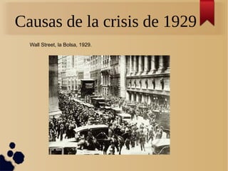 Causas de la crisis de 1929
Wall Street, la Bolsa, 1929.

 