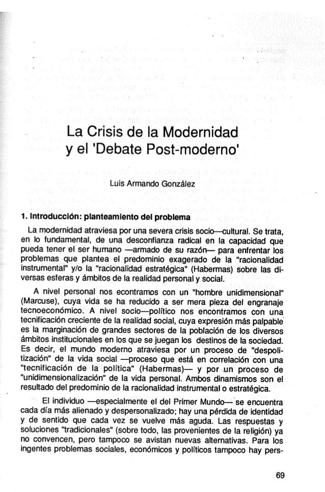 Reflexiones Sobre “La Crisis De La Modernidad” – MNQJCP