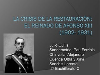 Julio Quilis
Sandemetrio, Pau Ferriols
Chirivella, Alejandro
Cuenca Oltra y Xavi
Sanchis Lorente
 2º Bachillerato C
 