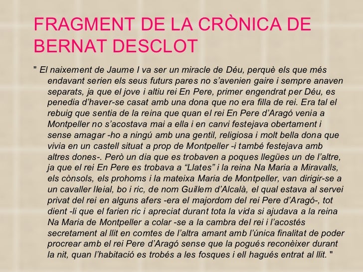 La crònica de bernat desclot