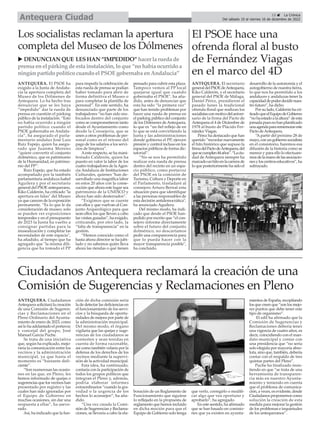15 ç La Crónica
Del sábado 10 al viernes 16 de diciembre de 2022
Antequera Ciudad
ANTEQUERA. Ciudadanos
Antequera solicita...