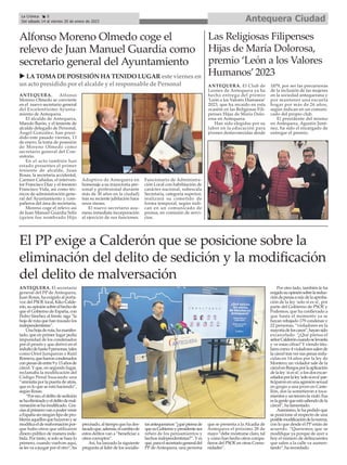 ANTEQUERA. El secretario
general del PP de Antequera,
Juan Rosas, ha exigido al porta-
voz del PSOE local, Kiko Calde-
rón...