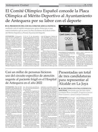 3 ç La Crónica
Del sábado 28 de enero al viernes 3 de febrero de 2023
Antequera Ciudad
ANTEQUERA. Antequera
suma un nuevo ...
