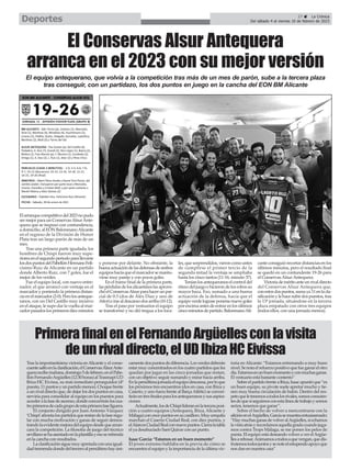 27 ç La Crónica
Del sábado 4 al viernes 10 de febrero de 2023
Deportes
Elarranquecompetitivodel2023nopudo
sermejorparaunConservasAlsurAnte-
quera que se impuso con contundencia,
adomicilio,alEÓNBalonmanoAlicante
en el regreso de la División de Honor
Plata tras un largo parón de más de un
mes.
Tras una primera parte igualada, los
hombres de Chispi fueron muy supe-
rioresenelsegundoperiodoparallevarse
losdospuntosdelPabellónHermanoFeli-
císimo Ruiz de Alicante en un partido
donde Alberto Ruiz, con 7 goles, fue el
mejor de los verdes.
Fue el equipo local, con nuevo entre-
nador, el que arrancó con ventaja en el
marcador y poniendo la primera distan-
ciaenelmarcador(2-0).Perolosanteque-
ranos, con un Del Castillo muy incisivo
enelataque,lesupodarlavueltaalmar-
cadorpasadoslosprimerosdiezminutos
y ponerse por delante. No obstante, la
buenaactuacióndelasdefensasdeambos
equiposhacíaqueelmarcadorsemantu-
viese muy parejo y con pocos goles.
En el tramo final de la primera parte,
laspérdidasdelosalicantinoslasaprove-
chóelConservasAlsurparahacerunpar-
cial de 0:3 (dos de Álex Díaz y uno de
Aitor)eirsealdescansodosarriba(10-12).
Tras el paso por vestuarios el equipo
se transformó y no dió tregua a los loca-
les,quesorprendidos,vieroncomoantes
de cumplirse el primer tercio de la
segunda mitad la ventaja se ampliaba
hasta los cinco tantos (11-16, minuto 37).
Teníanlosantequeranoselcontroldel
ritmodeljuegoehicierondelosrobossu
mayor baza. Eso, sumado a una buena
actuación de la defensa, hacía que el
equipoverdelograseponersenuevegoles
porencimaantesdeentrarenlosúltimos
cincominutosdepartido.BalonmanoAli-
canteconsiguiórecortardistanciasenlos
últimos minutos, pero el resultado final
se quedó en un contundente 19-26 para
el ConservasAlsurAntequera.
Victoriademéritoanteunrivaldirecto
del Conservas Alsur Antequera que,
conestosdospuntos,sumaya11enlacla-
sificaciónylehacesubirdospuestos,tras
la 13ª jornada, situándose en la tercera
plaza empatado con otros tres equipos
(todos ellos, con una jornada menos).
El Conservas Alsur Antequera
arranca en el 2023 con su mejor versión
El equipo antequerano, que volvía a la competición tras más de un mes de parón, sube a la tercera plaza
tras conseguir, con un partidazo, los dos puntos en juego en la cancha del EON BM Alicante
Tras la importantísima victoria enAlicante y el conse-
cuentesaltoenlaclasificación,elConservasAlsurAnte-
querarecibemañana,domingo5defebrero,enelPabe-
llónFernandoArgüelles(12:30horas)alTrasmapiUD
Ibiza HC Eivissa, su más inmediato perseguidor (4º
puesto,11puntosyunpartidomenos).Choquefrente
a un rival directo que, de dejar los dos puntos en casa,
serviría para consolidar al equipo en los puestos para
accederalafasedeascenso,dondeconcurriránloscua-
troprimerosdecadagrupodeestaprimerafaseliguera.
El conjunto dirigido por Juan Antonio Vázquez
‘Chispi’afrontalospartidosquerestandelafaseregu-
lar con mucha motivación y ganas de seguir demos-
trandolaevidentemejoradelequipodesdequearran-
cara la competición. La filosofía de juego del técnico
sevillanosehaasentadoenlaplantillayesoserefrenda
en la cancha con resultados.
Laclasificaciónsiguemuyapretadaconunaigual-
dadtremendadondedelterceroalpenúltimohayúni-
camentedospuntosdediferencia.Losverdesdeberán
estar muy concentrados en los cuatro partidos que les
quedan por jugar en las cinco jornadas que restan,
con un objetivo: seguir sumando y mirar hacia arriba.
Enlapenúltimajornadaelequipodescansa,porloque
los próximos tres encuentros (dos en casa, con Ibiza y
Caserio, y uno fuera frente al BarçaAtlétic) se conver-
tiránentresfinalesparalosantequeranosysusaspira-
ciones.
Actualmente,losdeChispilíderanenlaterceraposi-
ción a cuatro equipos (Antequera, Ibiza, Alicante y
Málaga)cononcepuntosensucasillero.Muycerquita
marchan el Caserío Ciudad Real, con diez puntos, y
elAlarcosCiudadRealconnuevepuntos.Cierralatabla
el ya desahuciado Sant Quirze con un punto.
Isaac García: “Estamos en un buen momento”
El joven extremo hablaba en la previa de cómo se
encuentra el equipo y la importancia de la última vic-
toria en Alicante: “Estamos entrenando a muy buen
nivel.Senotaelrefuerzopositivoquefueganarelotro
día.Estamosenunbuenmomentoyconmuchasganas.
El vestuario está bastante contento”
SobreelpartidofrenteaIbiza,Isaacapuntóque“es
un buen equipo, su pivote suele apretar mucho y tie-
nen muy buena circulación de balón. Dentro del res-
petoqueletenemosatodoslosrivales,somosconscien-
tesdequesiseguimosconestalíneadetrabajoysomos
serios, tenemos que ganar”.
Sobre el hecho de volver a reencontrarse con la
aficiónenelArgüelles,Garcíasemuestraentusiasmado:
“HaymuchasganasdevolveralArgüelles,siechamos
lavistaatrásyrecordamosaquellagradacuandojuga-
mos contra Trops Málaga, se me ponen los pelos de
punta. El equipo está deseando volver a ver elArgüe-
llesarebosar.Animamosatodosaquevengan,quedis-
frutemostodosjuntosysenoteelestupendoapoyoque
nos dan en nuestra casa”
PrimerafinalenelFernandoArgüellesconlavisita
deunrivaldirecto,elUDIbizaHCEivissa
 