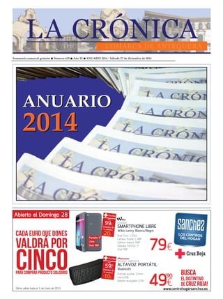 Semanario comarcal gratuito Número 629 Año XI ANUARIO 2014 - Sábado 27 de diciembre de 2014
 