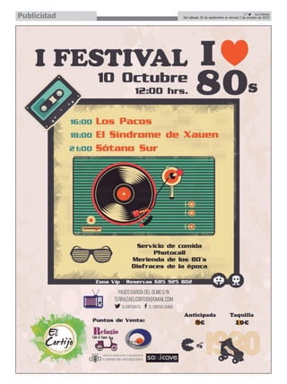 17 ç La Crónica
Del sábado 26 de septiembre al viernes 2 de octubre de 2015Publicidad
 