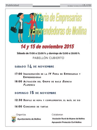 31 ç La Crónica
Del sábado 7 al viernes 13 de noviembre de 2015Publicidad
 