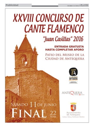 41 ç La Crónica
Del sábado 11 al viernes 17 de junio de 2016Publicidad
 