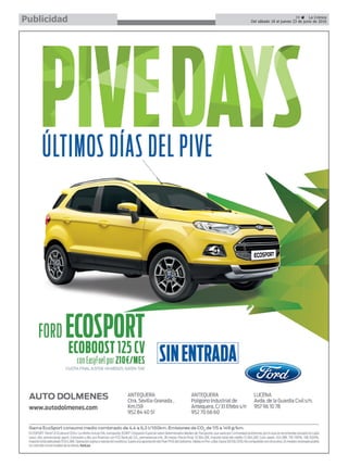 39 ç La Crónica
Del sábado 18 al jueves 23 de junio de 2016Publicidad
 