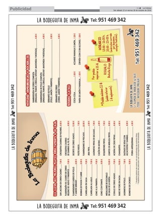 11 ç La Crónica
Del sábado 22 al viernes 28 de octubre de 2016Publicidad
 