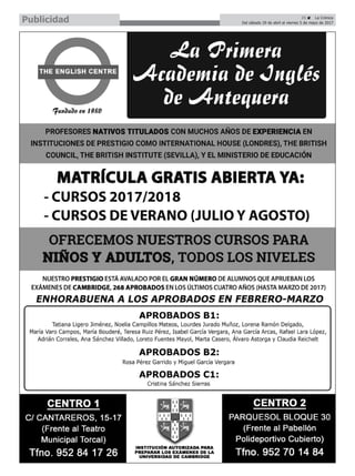 25 ç La Crónica
Del sábado 29 de abril al viernes 5 de mayo de 2017Publicidad
 