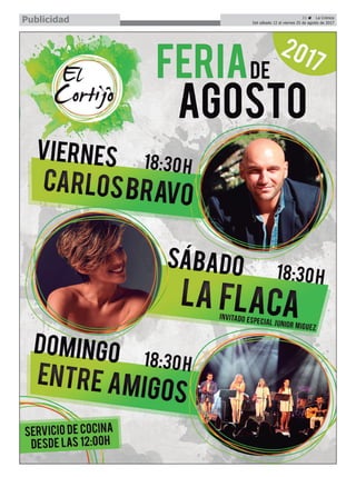 21 ç La Crónica
Del sábado 12 al viernes 25 de agosto de 2017Publicidad
 