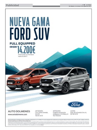 39 ç La Crónica
Del sábado 12 al viernes 25 de agosto de 2017Publicidad
 