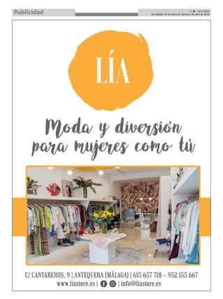 11 ç La Crónica
Del sábado 24 de marzo al viernes 6 de abril de 2018Publicidad
 