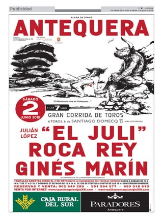 27 ç La Crónica
Del sábado 26 de mayo al viernes 1 de junio de 2018Publicidad
 