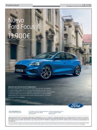 39 ç La Crónica
Del sábado 15 al viernes 21 de septiembre de 2018Publicidad
 