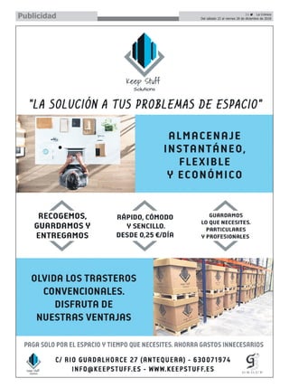 11 ç La Crónica
Del sábado 22 al viernes 28 de diciembre de 2018Publicidad
 