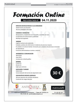 9 ç La Crónica
Del sábado 17 al viernes 23 de octubre de 2020Publicidad
 