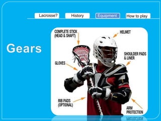 Lacrosse?   History   Equipment   How to play
 