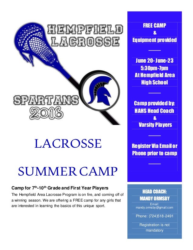 Lacrosse summer camp flyer 2016
