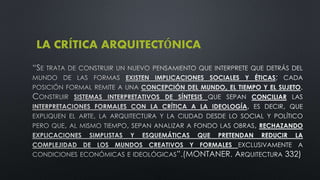 LA CRÍTICA ARQUITECTÓNICA
 