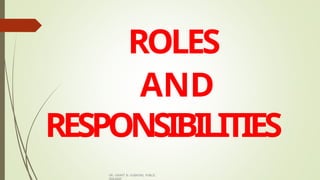 ROLES
AND
DR. GRANT B. GUBATAN, PUBLIC
SERVANT
RESPONSIBILITIES
 