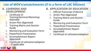 LAC SESSION ORIENTATION ON CRAFTING ACTION PLAN USING THE PRO FORMA ...