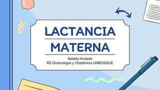 LACTANCIA
MATERNA
Natalia Hurtado
R2 Ginecología y Obstetricia UNBOSQUE
 