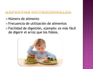 Aspectos nutricionalesNúmero de alimento