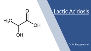 Lactic Acidosis
Dr.M.Kotteswaran
1
 