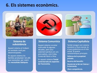 6. Els sistemes econòmics. 