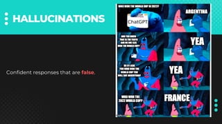 HALLUCINATIONS
Confident responses that are false.
 