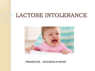 LACTOSE INTOLERANCE
PRESENTOR : DR.KARAN R RAWAT
 