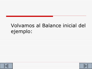 Volvamos al Balance inicial del
ejemplo:
 