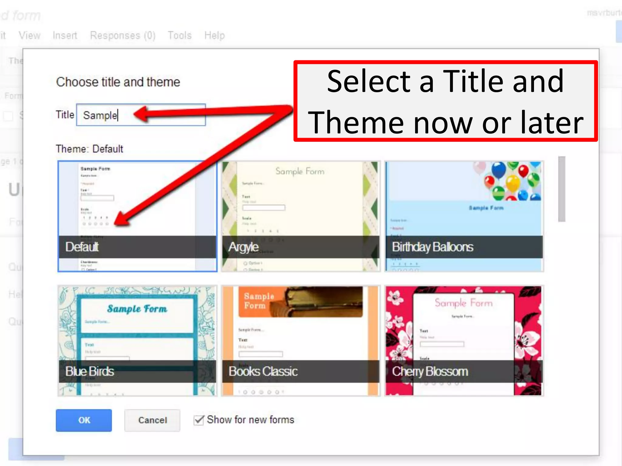 Select a Title and
Theme now or later

 