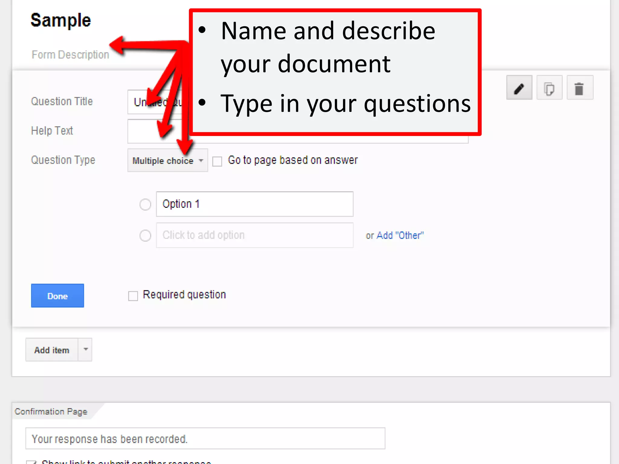 • Name and describe
your document
• Type in your questions

 