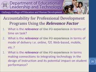Accountability for Professional Development
   Programs Using the Relevance Factor




                                              26
 