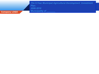 The 5-Year Municipal Agricultural Development  Investment Plan 2006-2010 Municipality of _______ 