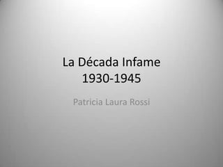 La Década Infame1930-1945 Patricia Laura Rossi 