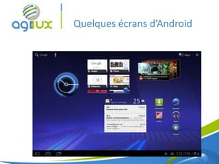 Quelques écrans d’Android




                            10
 