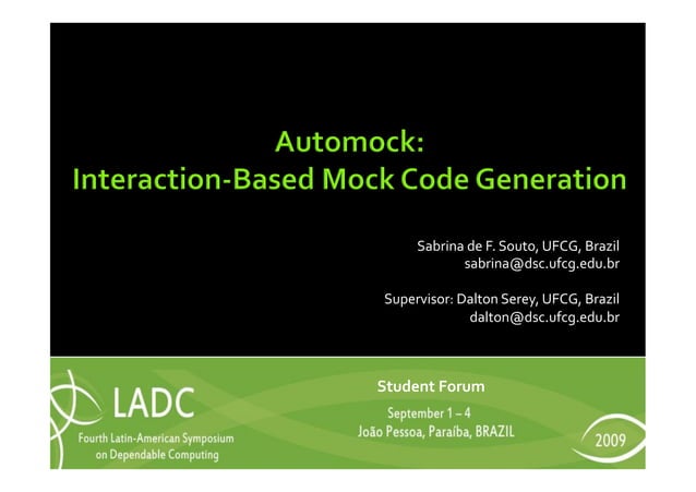 Automock: Interaction-Based Mock Code Generation | PPT