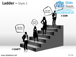 Ladder – Style 1                                      Put Text
                                                        Here


                                           Your Text
                                           Goes Here


                                                                  I CAN

                                Put Text
                                 here


                    Your Text
                    Goes here




           I CAN’T

www.slideteam.net                                                         Your Logo
 
